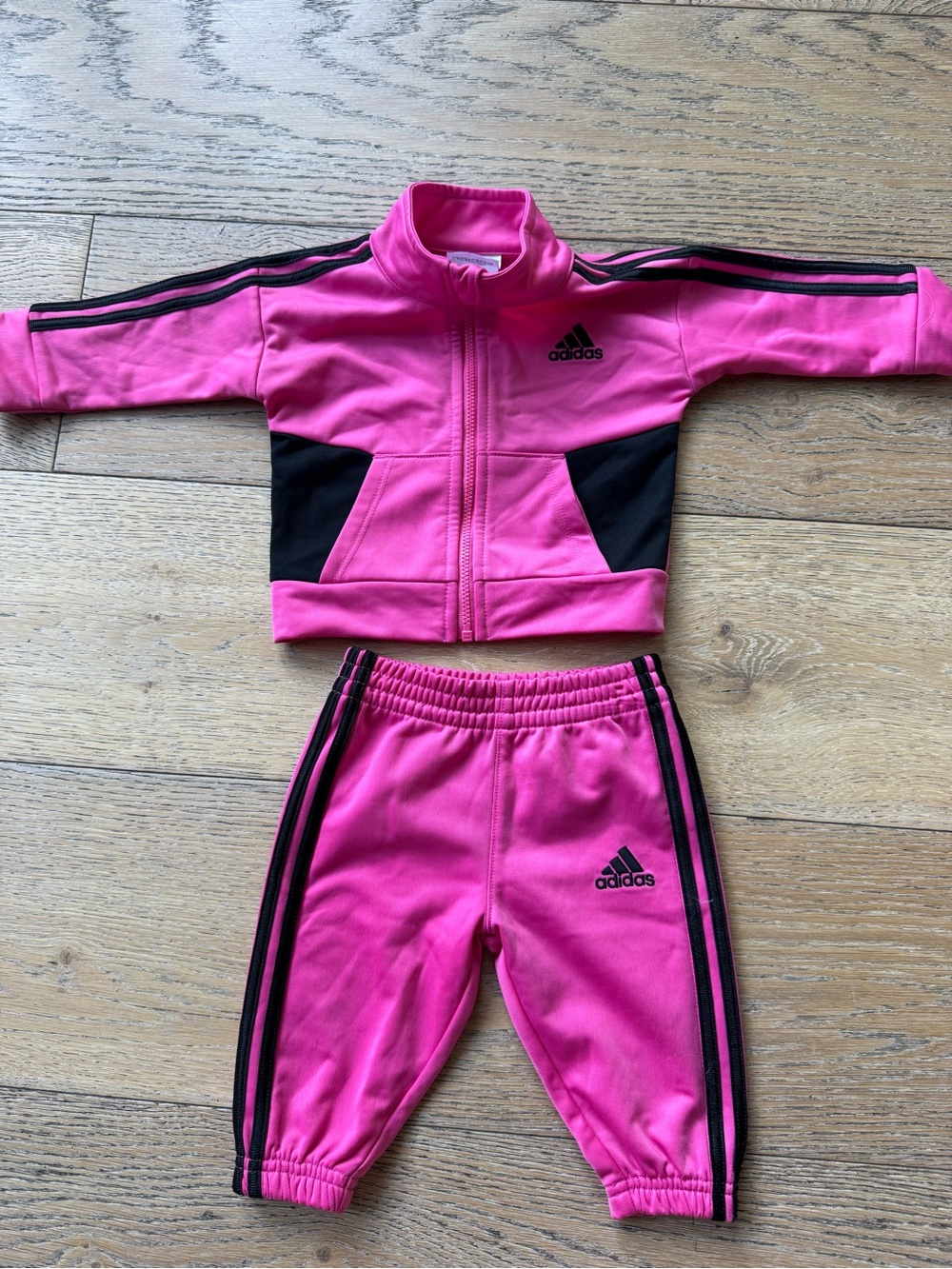 adidas Hot Pink and Black Kids Track Jacket & Pants Set